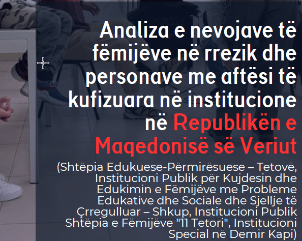 Analiza e nevojave të fëmijëve në rrezik dhe personave me aftësi të kufizuara në institucione në Republikën e Maqedonisë së Veriut